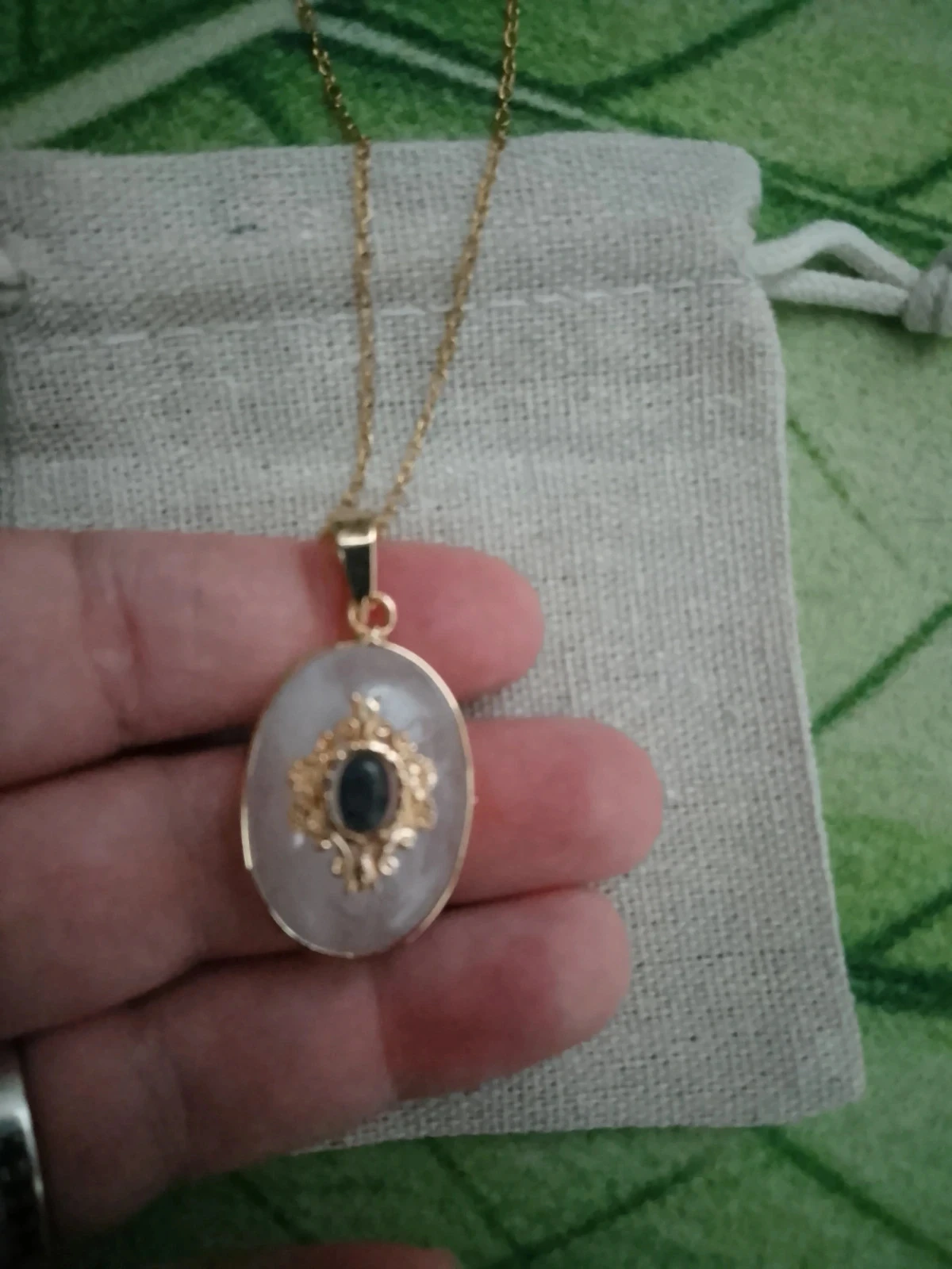 Collier boho cristal de roche sertie et labradorite – photo 4